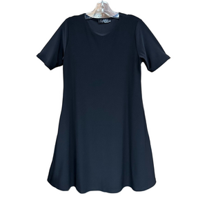 Sympli black aline dress Size 8 short sleeve round neck everyday capsule wardrob